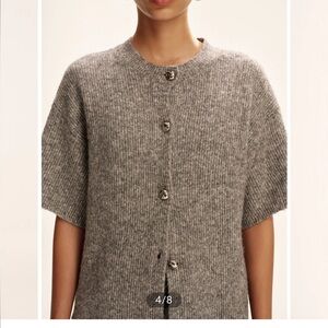 Commense Gray Wool-Blend Buttoned Cardigan